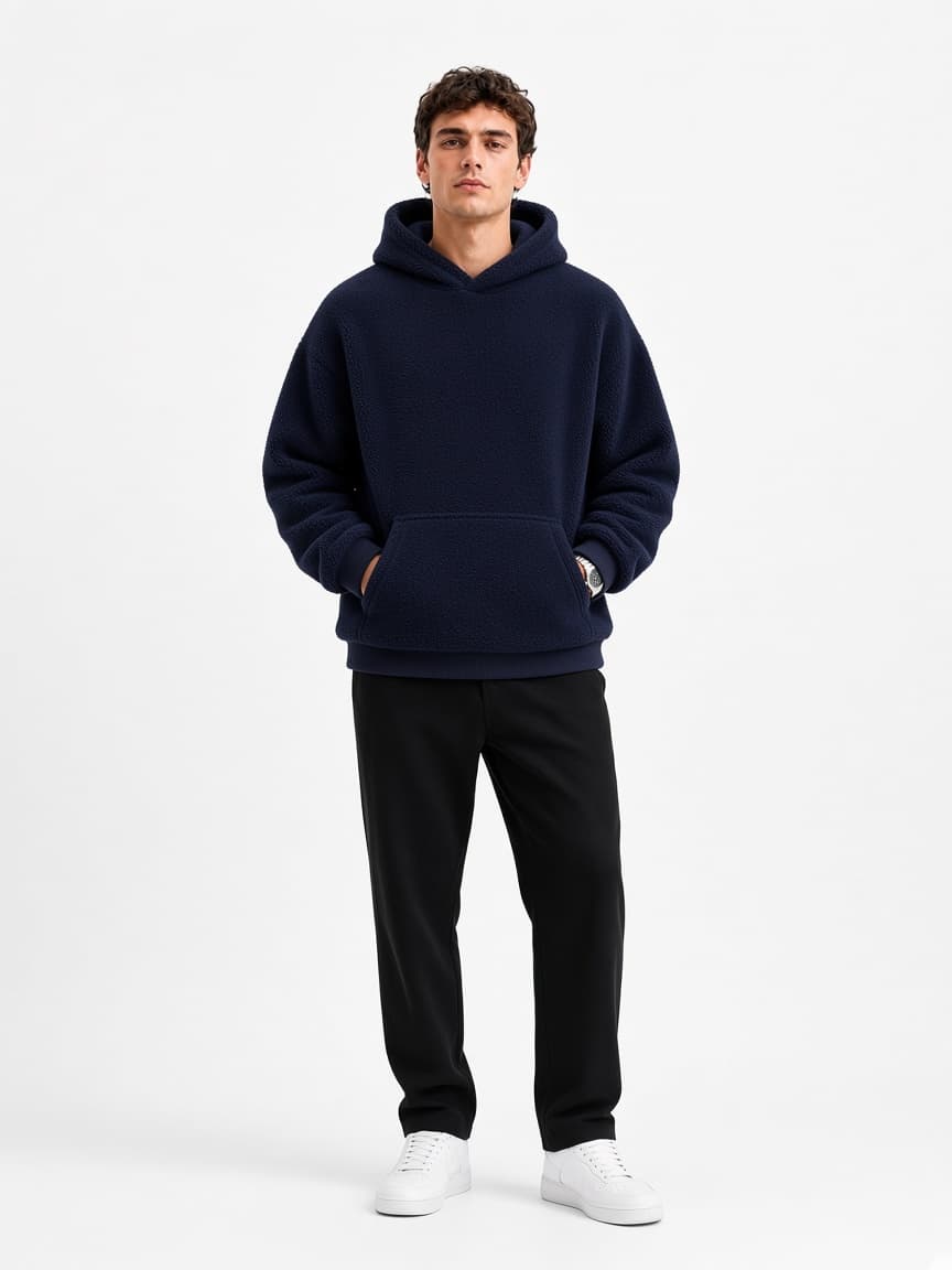 Heavy Boxy Fleece Hoodie - Midnight Black