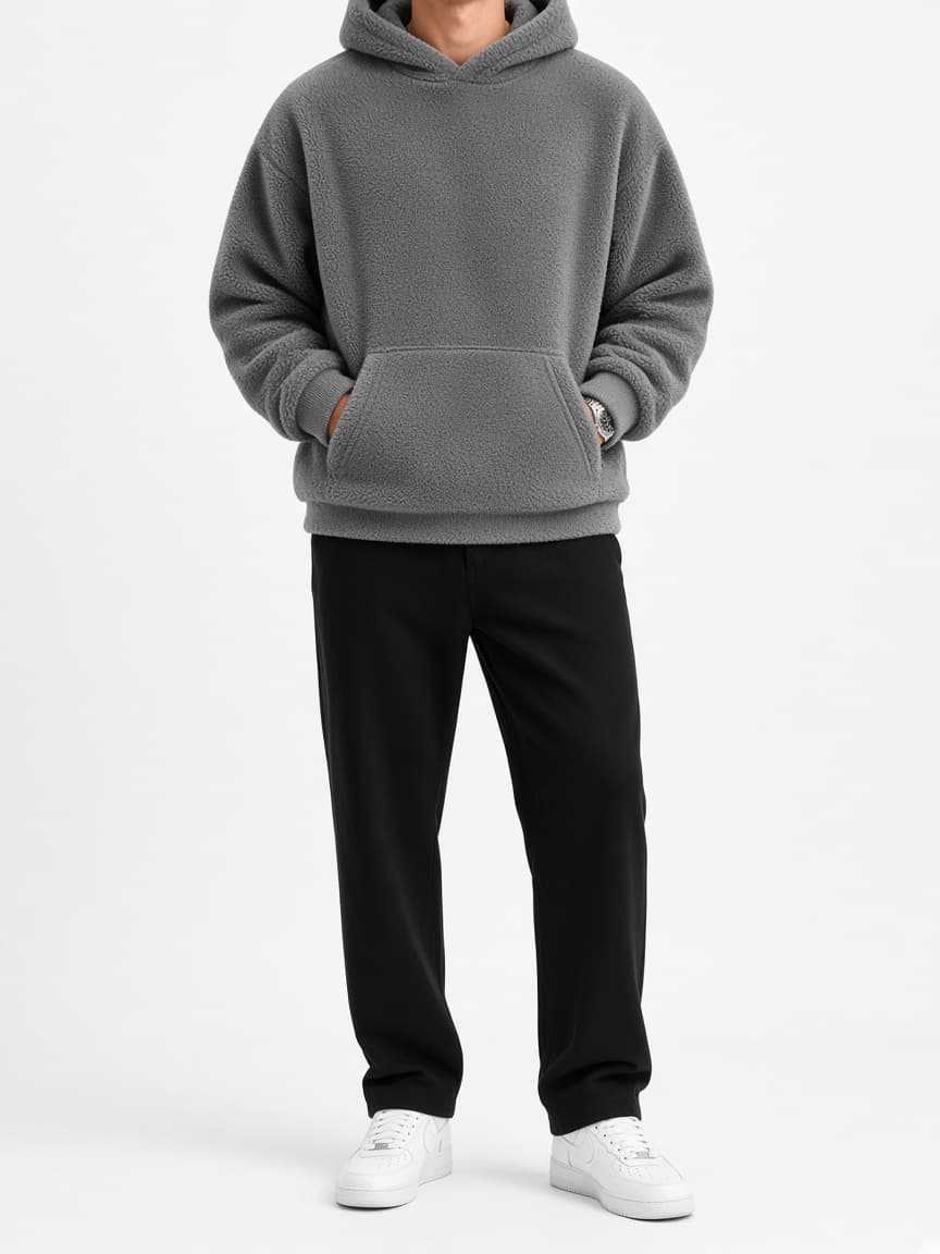 Heavy Boxy Fleece Hoodie - Heather Grey