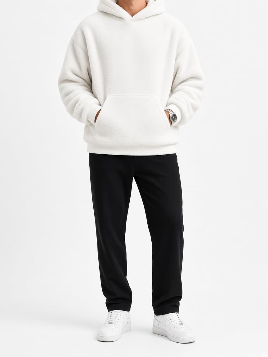 Heavy Boxy Fleece Hoodie - Optic White