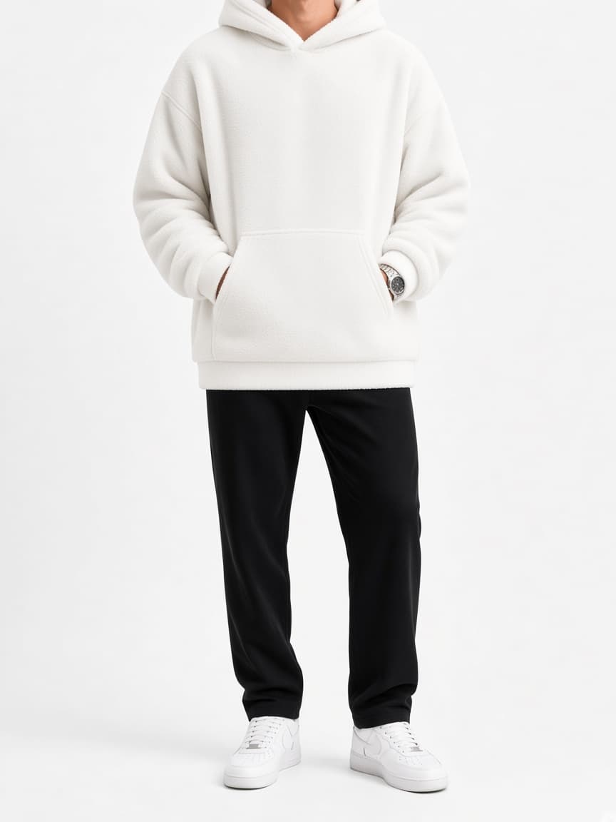 Oversized Fleece Hoodie - Optic White