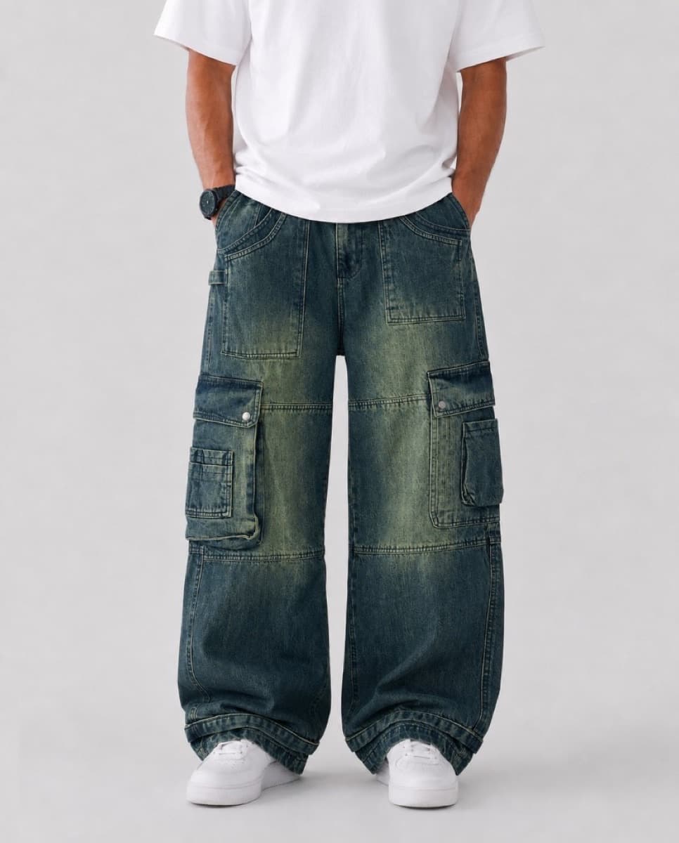 Vintage Blue Cargo Jeans - Vintage Blue