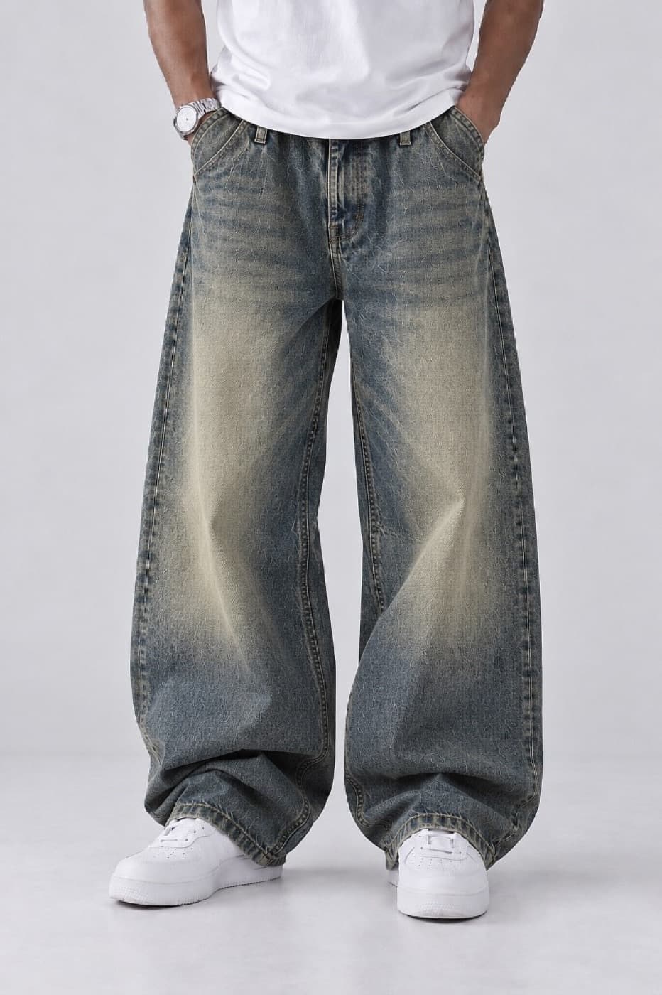 Vintage Wide Leg Jeans - Vintage Blue