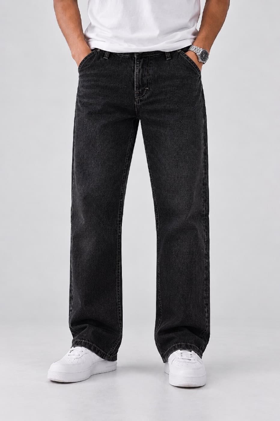 Washed Black Wide Leg Jeans - Washed Black