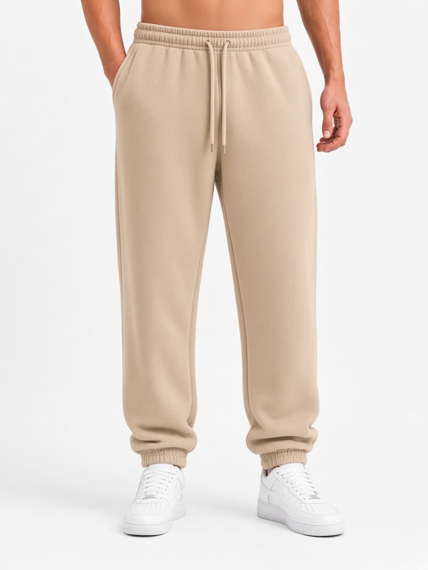 Cuffed Fleece Trouser - Sand Beige