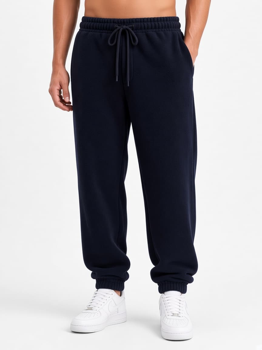 Cuffed Fleece Trouser - Midnight Black