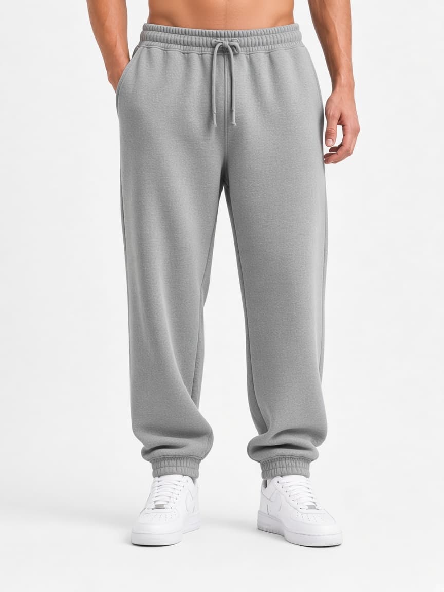 Cuffed Fleece Trouser - Heather Grey