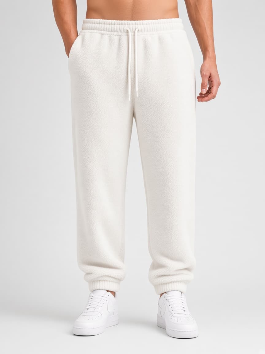 Cuffed Fleece Trouser - Optic White