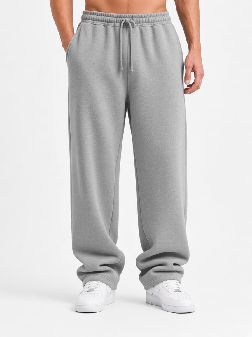 Wide Fleece Trouser - Heather Grey