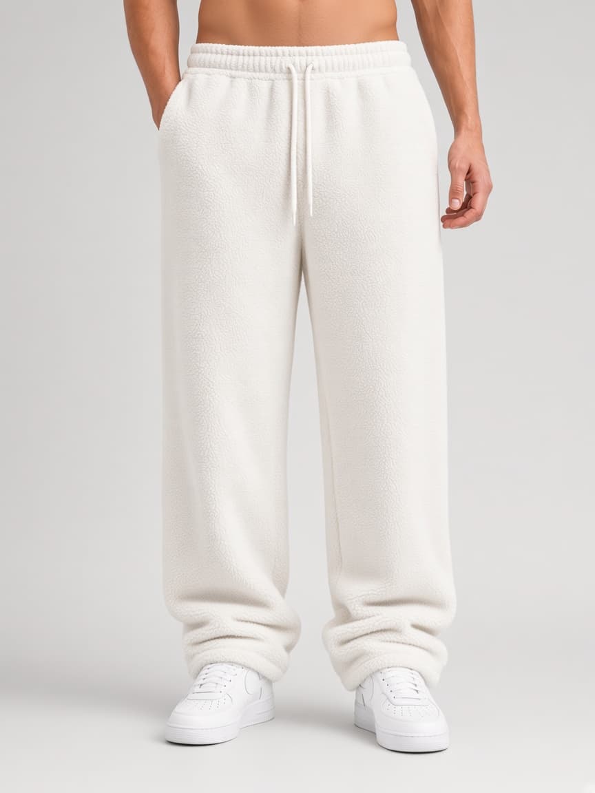 Wide Fleece Trouser - Optic White