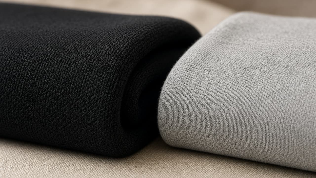 Close-up of heavyweight cotton knit versus a lighter t-shirt fabric